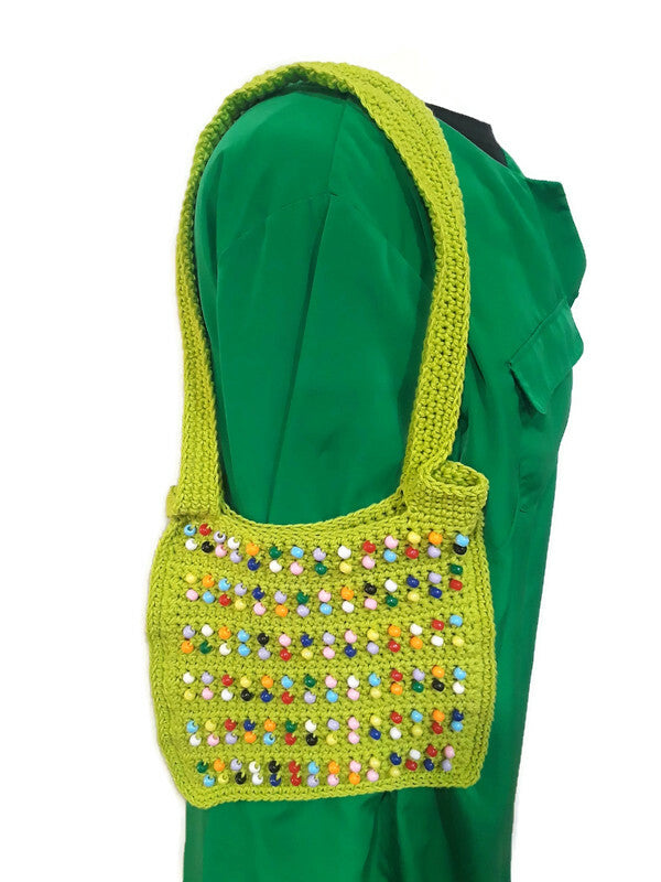 Beaded Crochet Tote Bag