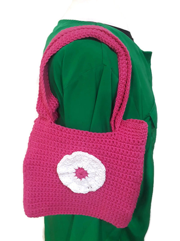 Hot Pink Crochet Tote Bag