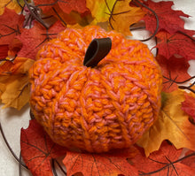 Load image into Gallery viewer, Orange &amp; Coral Crochet Pumpkin
