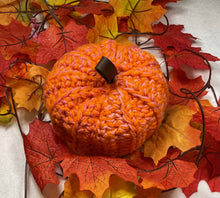 Load image into Gallery viewer, Orange &amp; Coral Crochet Pumpkin
