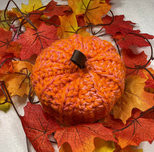 Load image into Gallery viewer, Orange &amp; Coral Crochet Pumpkin
