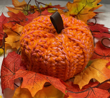 Load image into Gallery viewer, Orange &amp; Coral Crochet Pumpkin
