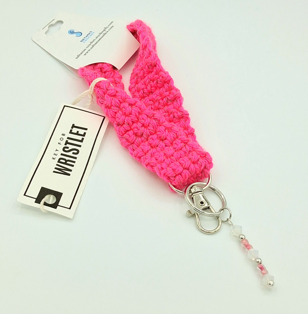 Hot Pink Glow In The Dark Key Fob Wristlet