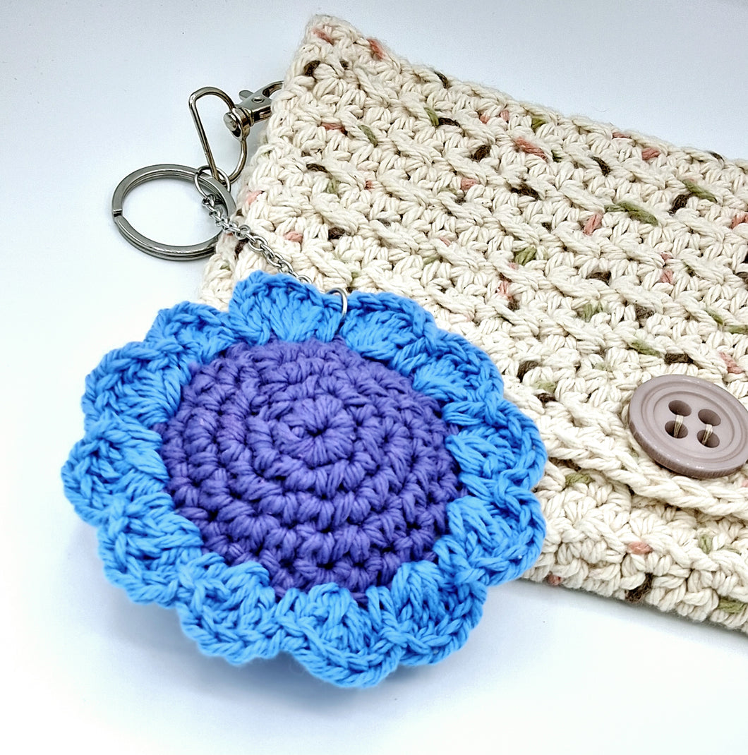 Flower Keychain - Purple & Blue