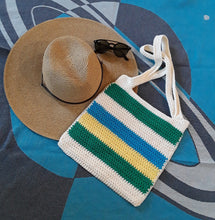 Load image into Gallery viewer, Summer Stripe Crochet Tote Bag
