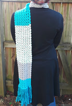 Load image into Gallery viewer, Blueberry Color Block Crochet Scarf
