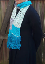 Load image into Gallery viewer, Blueberry Color Block Crochet Scarf
