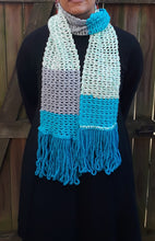 Load image into Gallery viewer, Blueberry Color Block Crochet Scarf
