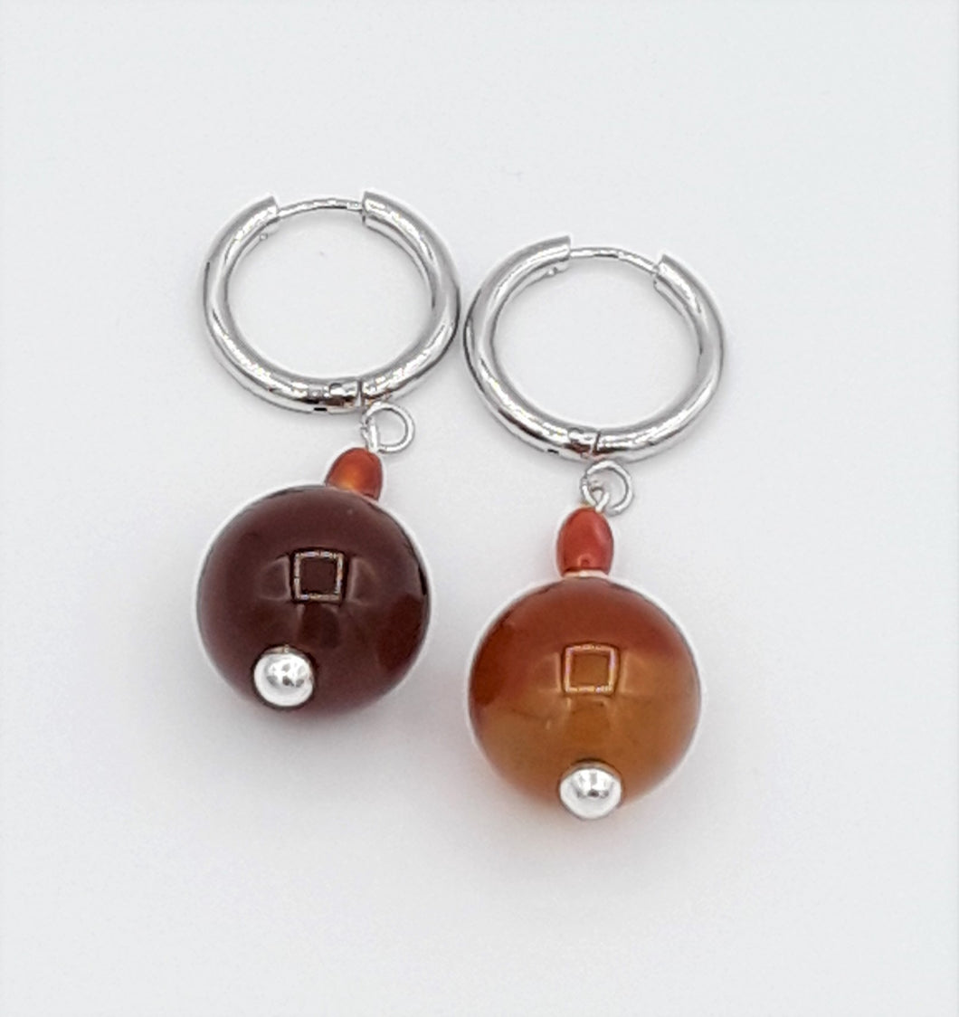 Amber Color Quartzite Huggie Earrings