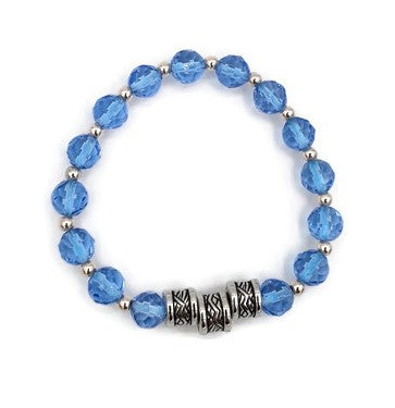 Crystal Blue Glass Bead Stretch Bracelet