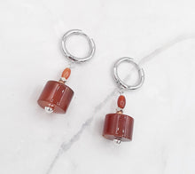 Load image into Gallery viewer, Cylinder Shape Quartzite Huggie Earrings
