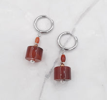 Load image into Gallery viewer, Cylinder Shape Quartzite Huggie Earrings

