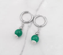 Load image into Gallery viewer, Emerald Color Quartzite Huggie Earrings
