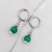 Load image into Gallery viewer, Emerald Color Quartzite Huggie Earrings
