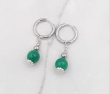 Load image into Gallery viewer, Emerald Color Quartzite Huggie Earrings
