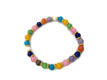 Load image into Gallery viewer, Multi-Color Calcite Bead Stretch Bracelet with Gold Tone Spacer Beads
