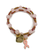 Load image into Gallery viewer, Rose Quartz and Hematine Memory Wire Wrap Bracelet
