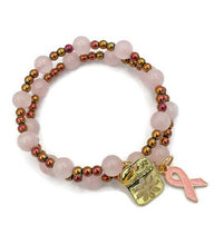 Load image into Gallery viewer, Rose Quartz and Hematine Memory Wire Wrap Bracelet
