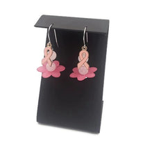 Load image into Gallery viewer, Tutu Breast Cancer Awareness Earrings with Rose Quartz
