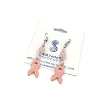 Load image into Gallery viewer, Rose Breast Cancer Awareness Earrings
