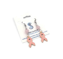 Load image into Gallery viewer, Rose Breast Cancer Awareness Earrings
