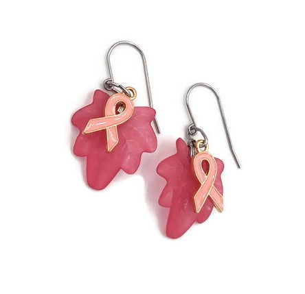 Maple Leaf Breast Cancer Awareness Earrings