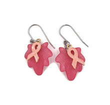 Load image into Gallery viewer, Maple Leaf Breast Cancer Awareness Earrings
