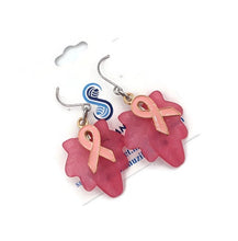 Load image into Gallery viewer, Maple Leaf Breast Cancer Awareness Earrings
