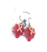 Load image into Gallery viewer, Maple Leaf Breast Cancer Awareness Earrings
