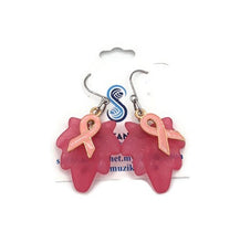 Load image into Gallery viewer, Maple Leaf Breast Cancer Awareness Earrings
