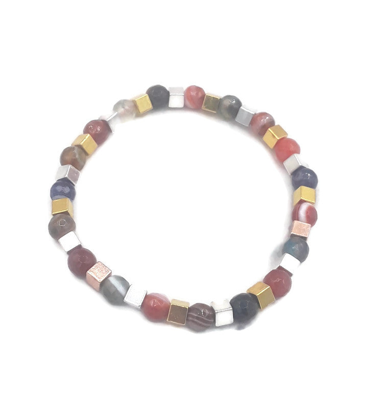 Multi-Color Quenched Crackled Agate Bead Bracelet