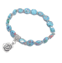 Load image into Gallery viewer, Mosaic Turquoise Bead Stretch Bracelet
