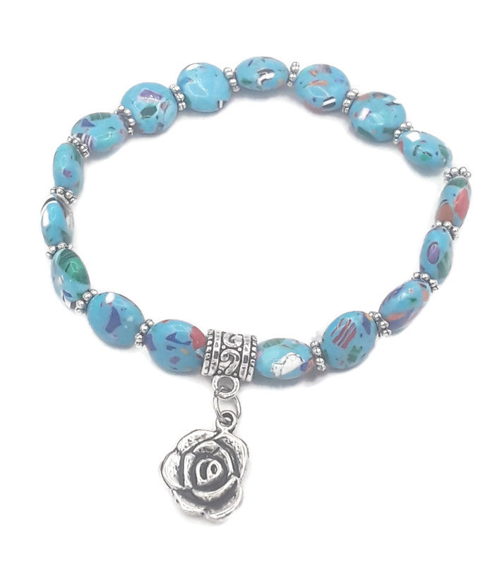 Mosaic Turquoise Bead Stretch Bracelet