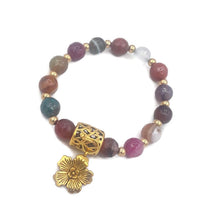 Load image into Gallery viewer, Multi-Color Quench Crackled Agate &amp; Round Bead Bracelet
