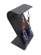 Load image into Gallery viewer, Leather and Sodalite Bead Earrings
