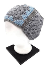 Load image into Gallery viewer, Light Blue &amp; Gray Granny Square Head Warmer
