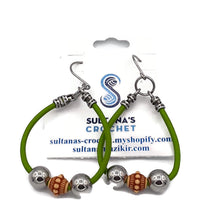 Load image into Gallery viewer, Green Leather Hoop Earrings

