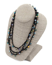 Load image into Gallery viewer, Chalcedony &amp; Leather Crochet Necklace
