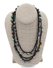 Load image into Gallery viewer, Chalcedony &amp; Leather Crochet Necklace
