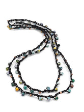 Load image into Gallery viewer, Chalcedony &amp; Leather Crochet Necklace
