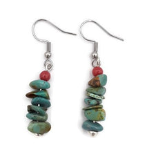 Load image into Gallery viewer, Southwest Style Turquoise &amp; Red Coral Earrings
