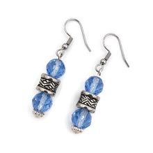 Load image into Gallery viewer, Crystal Blue Glass Bead Earrings
