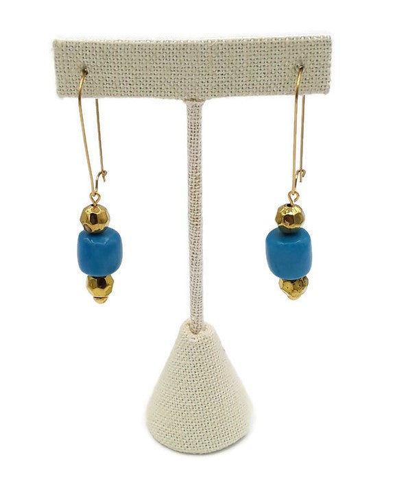 Turquoise Color Ceramic Bead Earrings