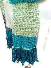 Load image into Gallery viewer, Blueberry Color Block Crochet Scarf
