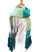 Load image into Gallery viewer, Blueberry Color Block Crochet Scarf
