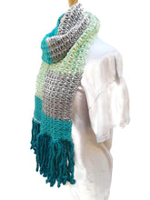 Load image into Gallery viewer, Blueberry Color Block Crochet Scarf
