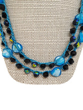 Load image into Gallery viewer, Turquoise Color and Dark Blue Glass Bead Infinity Crochet Necklace
