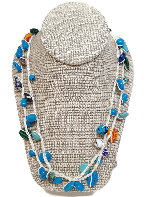 Mosaic Bead Infinity Crochet Necklace