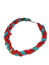 Load image into Gallery viewer, Multi-Color Recycled Sari Silk Ribbon Crochet Necklace
