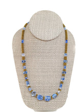 Load image into Gallery viewer, Light Blue Czech Glass and Gold Tone Spacer Bead Necklace
